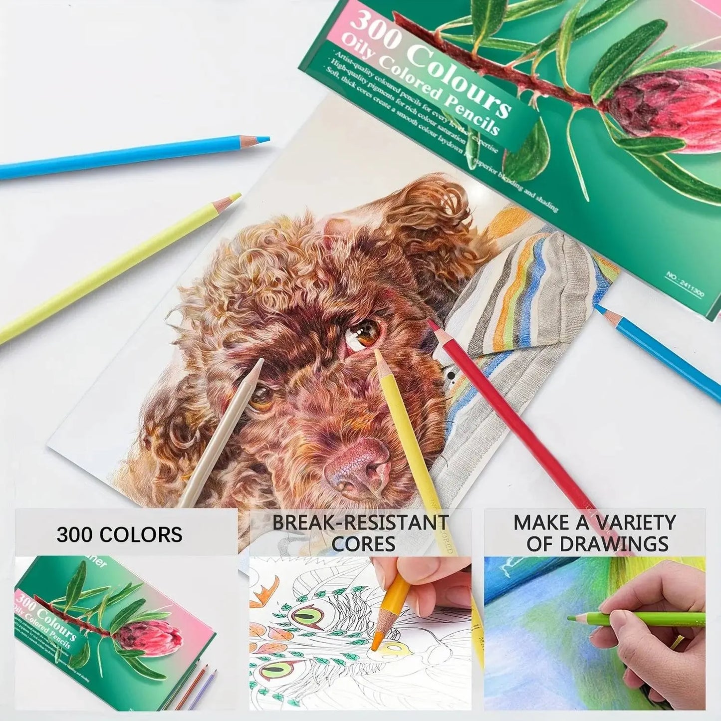 🎨🖍️✨ Brutfuner 300-Piece Oil-Based Colored Pencil Set – Ultimate Drawing & Doodling Kit!