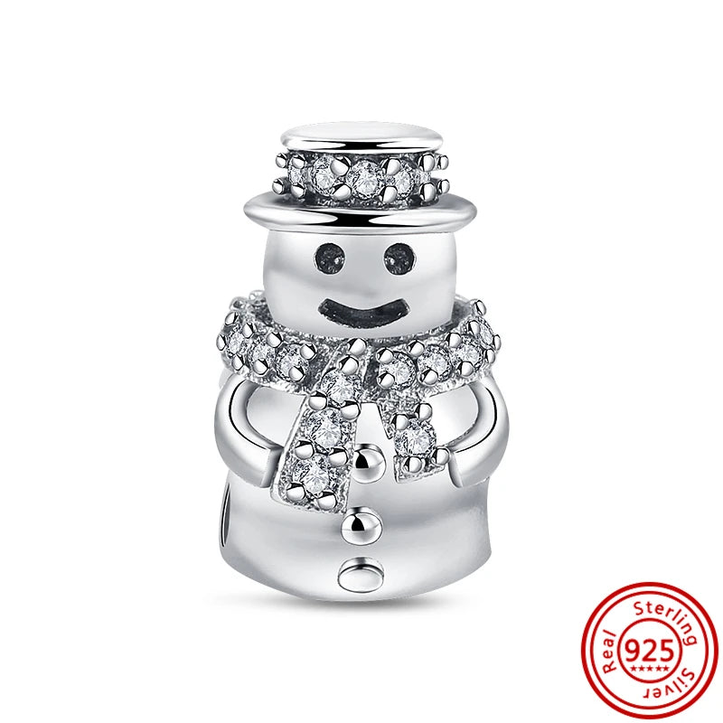 ✨ Winter Charms – ❄️ Snowflake, ⛄ Snowman, 🏠 Snowy House & 🎩 Hat | Pandora-Style Bracelet Compatible
