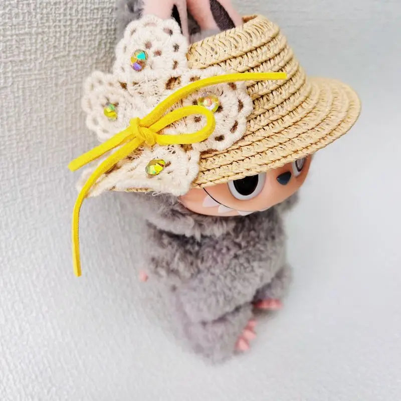 Labubu Summer Elegant Straw Hat – 15/17cm Hawaiian Doll Accessory