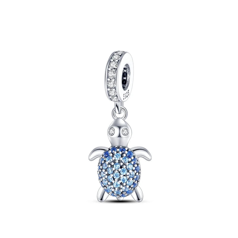 ✨ 925 Sterling Silver Ocean Charms – 🌙 Moon, ⭐ Star, ☀️ Sun & 💧 Blue Beads | Pandora-Style Bracelet Compatible
