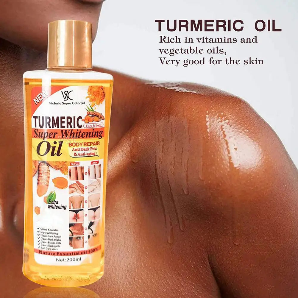 🌿 Turmeric Essential Oil – 200ml Soothing Skin Oil for Face, Neck, Hands & Feet Massage