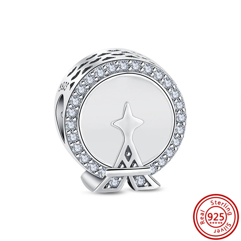 ✨ 925 Silver Sparkling Charms – ❄️ Snowflake, 🌿 Herbarium, 😇 Angel Wings & ❤️ Heart | Pandora-Style Bracelet Compatible