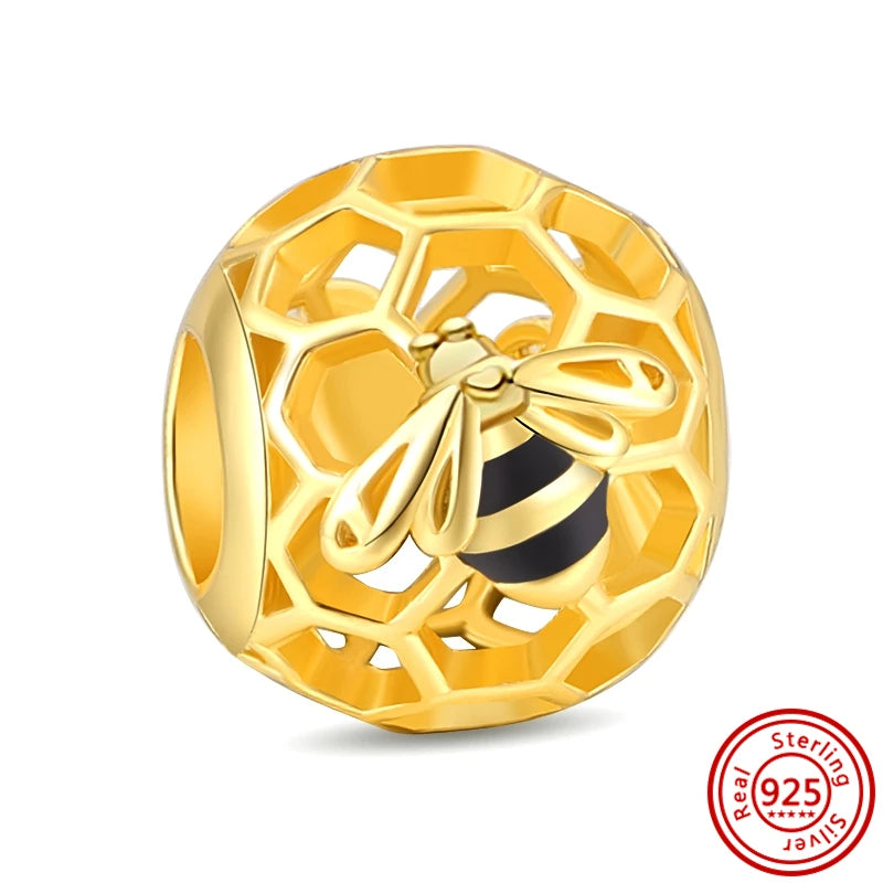 ✨ 925 Silver Gold-Plated Charms – ✨ Sparkling Dangle Beads | Pandora-Style Bracelet Compatible