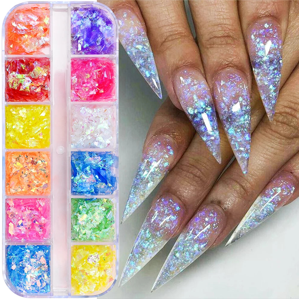 🌊✨ 12Grids Ocean Gold Nail Art Charms | Shell, Seahorse, Starfish & Pearl Gems 🐚🦄 Shop1103833347 Store