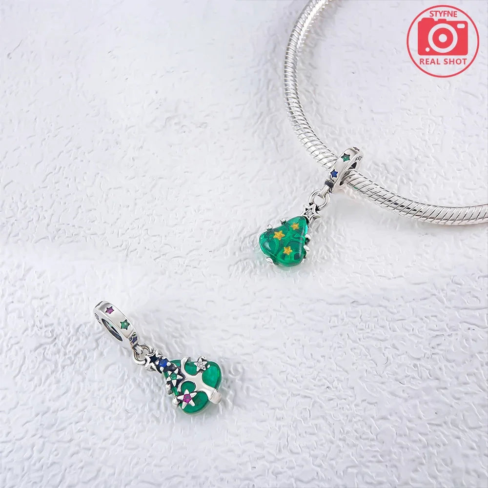 ✨ 925 Sterling Silver Christmas Charms – Tree, Hat, Love & Elk | Pandora-Style Bracelet Compatible