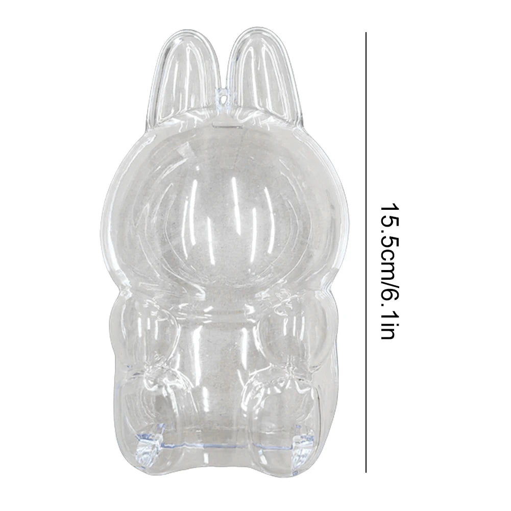 Transparent Protective Cover Dustproof Vinyl Doll Storage Box – Cute Elf Plushie Display Cover for LABUBU Sitting Party Dolls