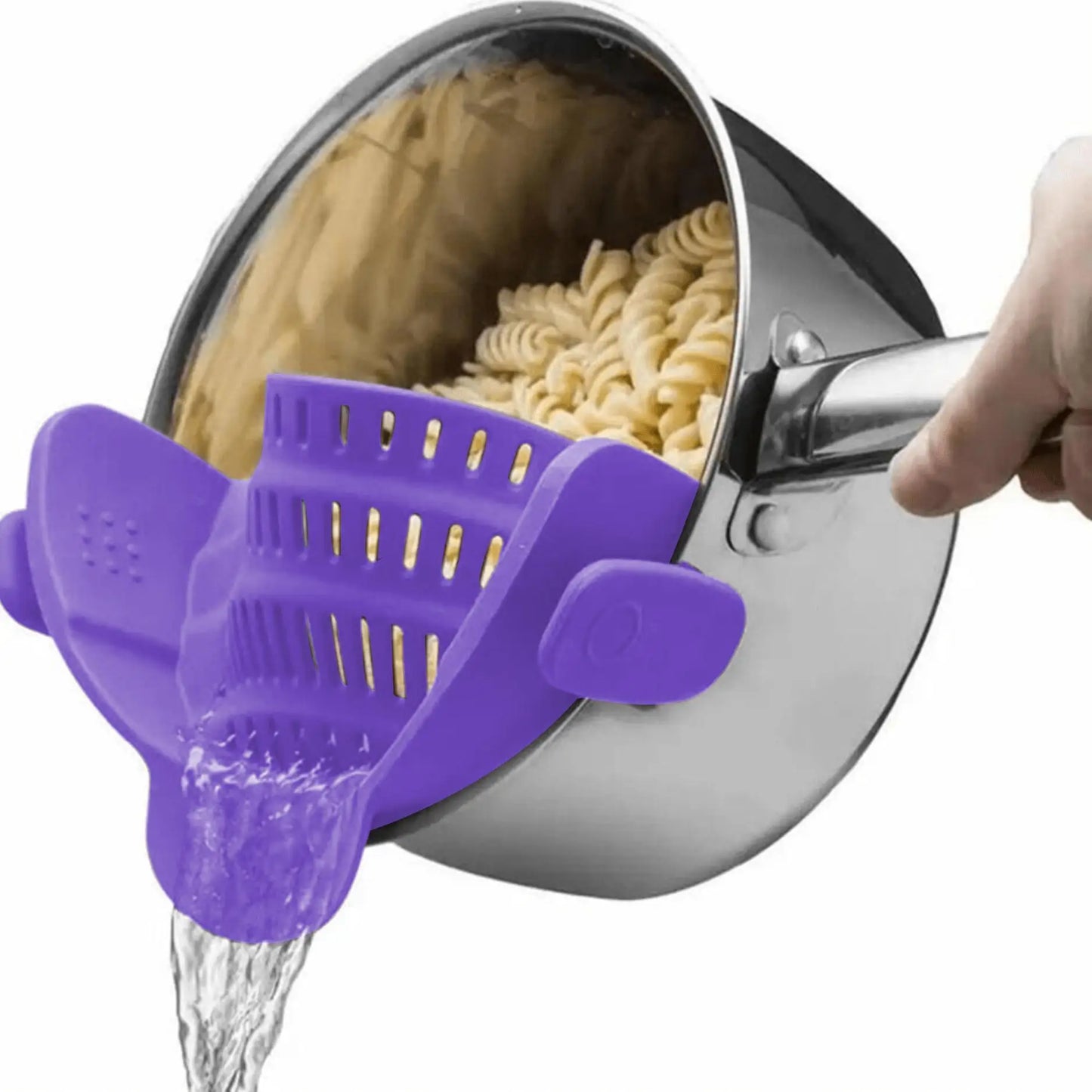 ClipFlow™ Adjustable Pot Strainer – Universal Cookware Drainer