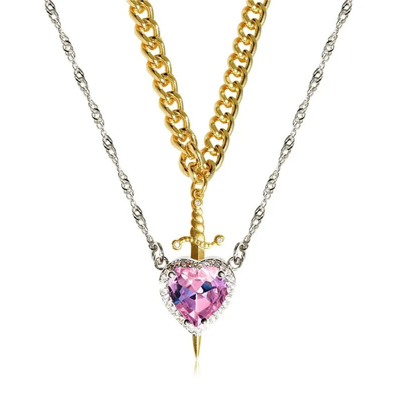 Heart and Sword Couple Necklace & Jewelry Set – Romantic Gift for Valentine’s Day