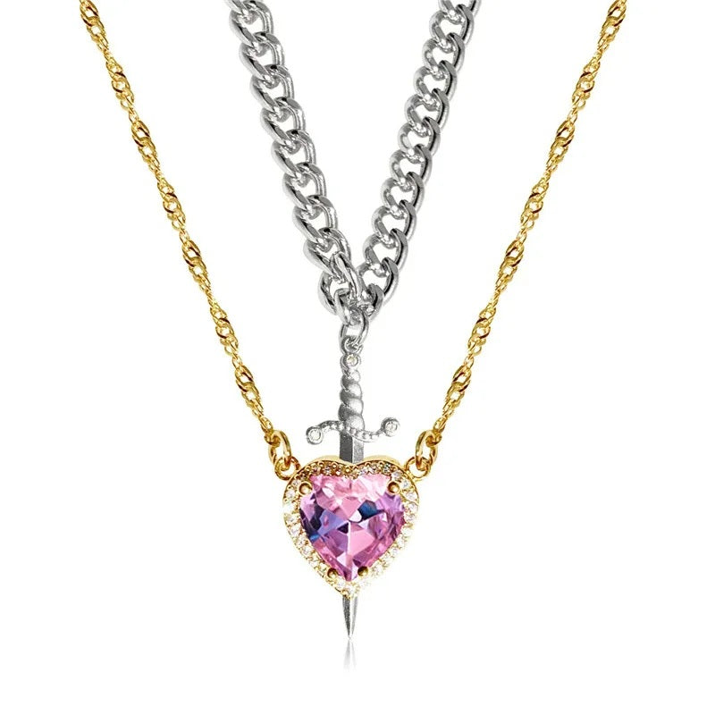 Heart and Sword Couple Necklace & Jewelry Set – Romantic Gift for Valentine’s Day