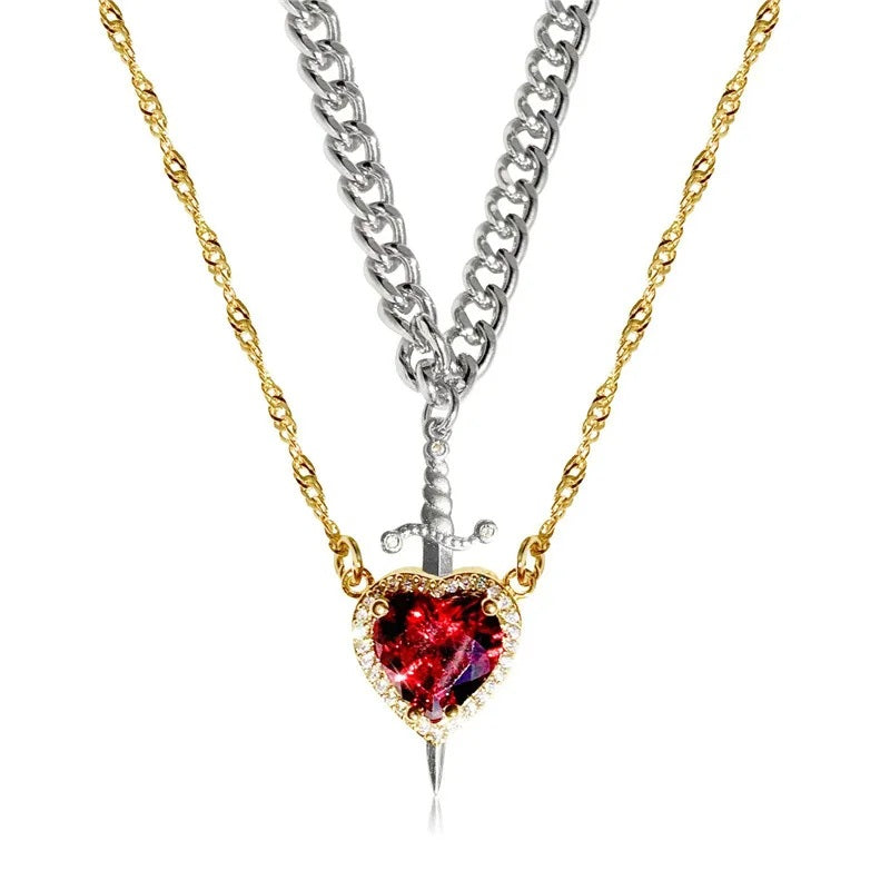Heart and Sword Couple Necklace & Jewelry Set – Romantic Gift for Valentine’s Day