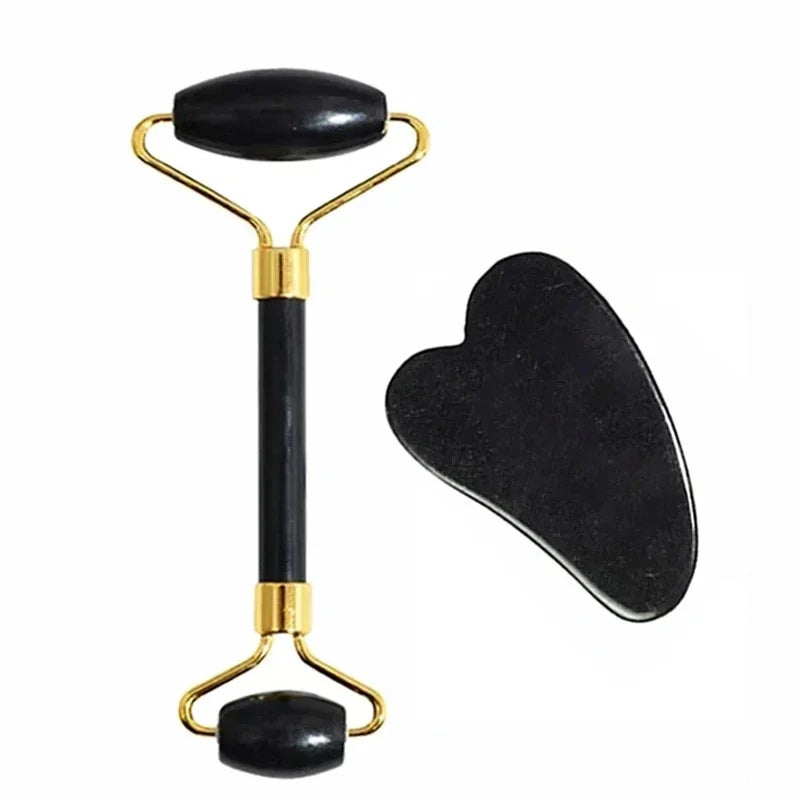 🌿 Jade Roller Massager for Face, Body, Back, Foot Massage - Facial Lifting, Anti-Wrinkle Double-End Gua Sha Jade Stone