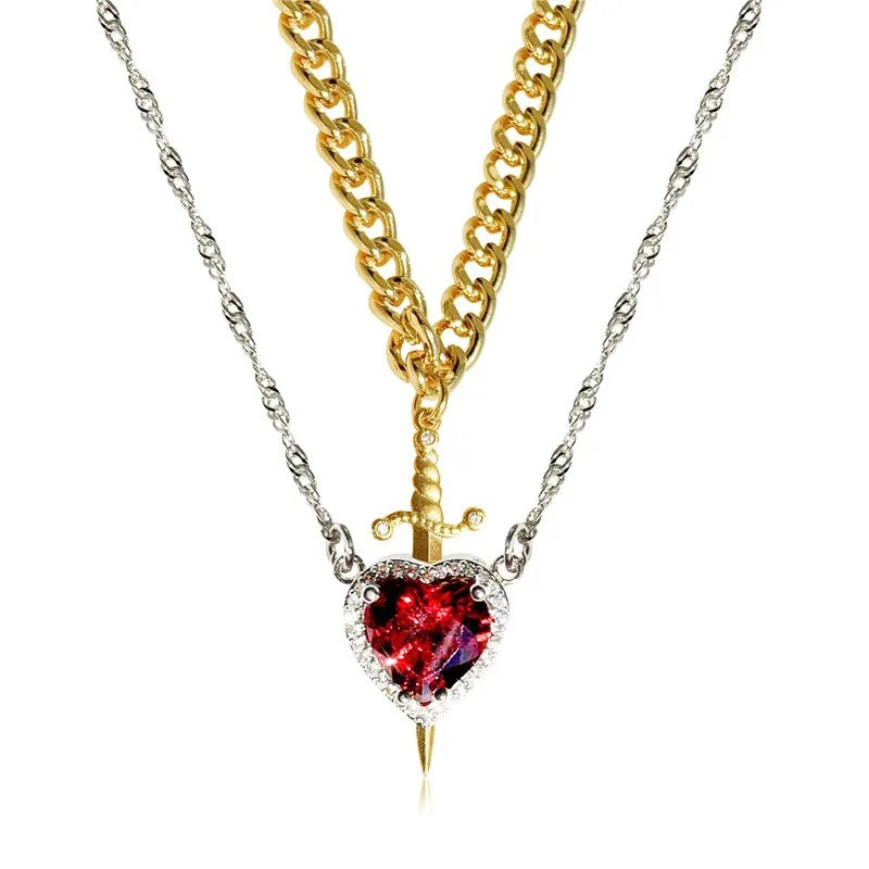 Heart and Sword Couple Necklace & Jewelry Set – Romantic Gift for Valentine’s Day