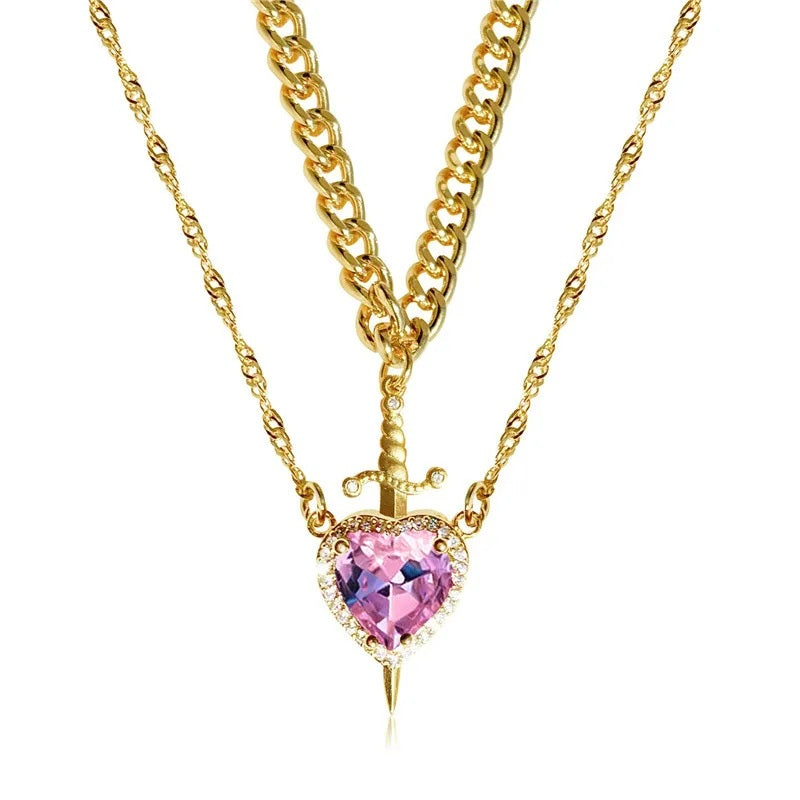 Heart and Sword Couple Necklace & Jewelry Set – Romantic Gift for Valentine’s Day