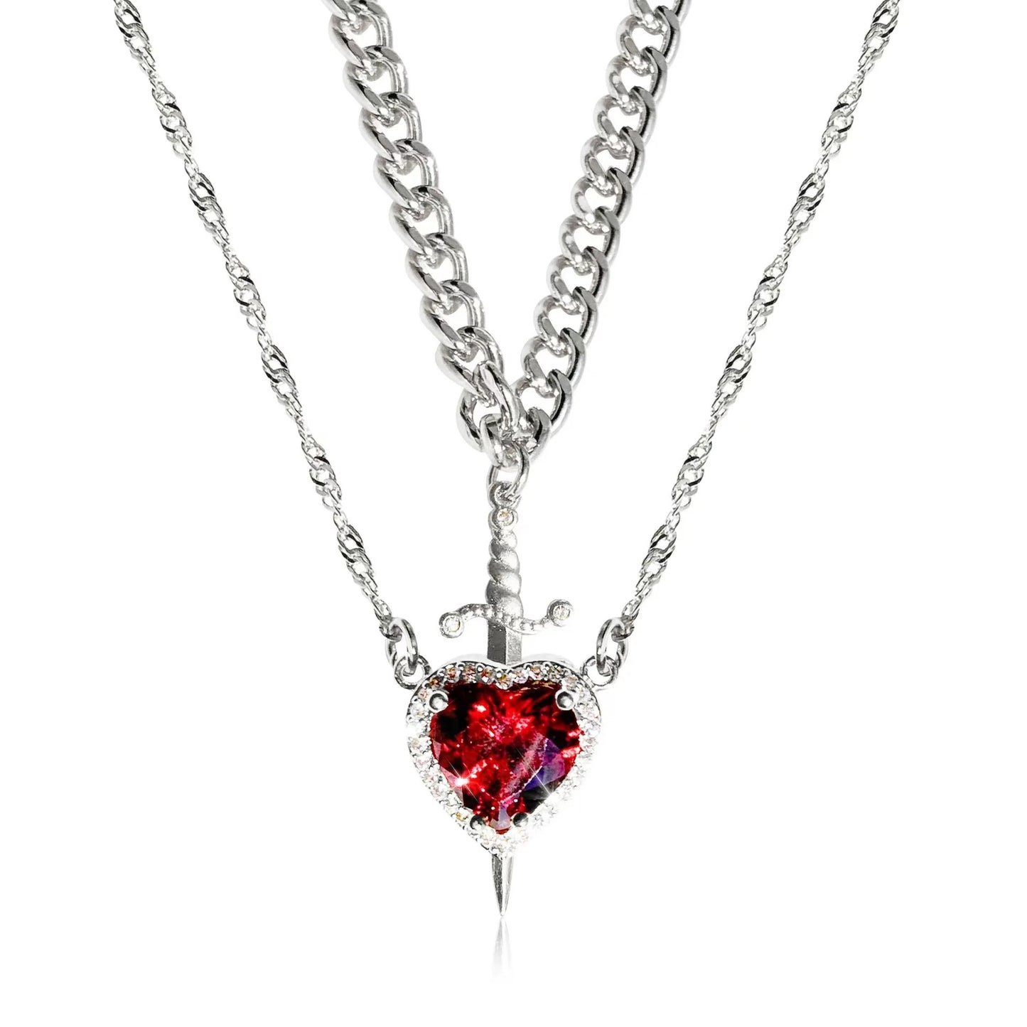 Heart and Sword Couple Necklace & Jewelry Set – Romantic Gift for Valentine’s Day