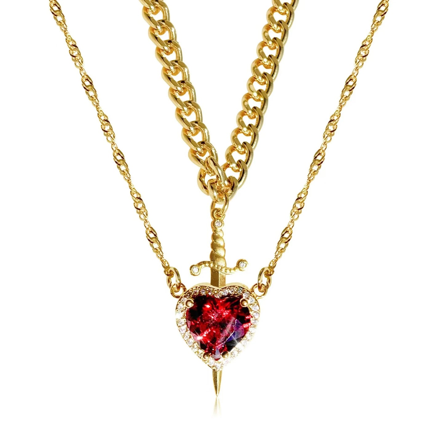 Heart and Sword Couple Necklace & Jewelry Set – Romantic Gift for Valentine’s Day