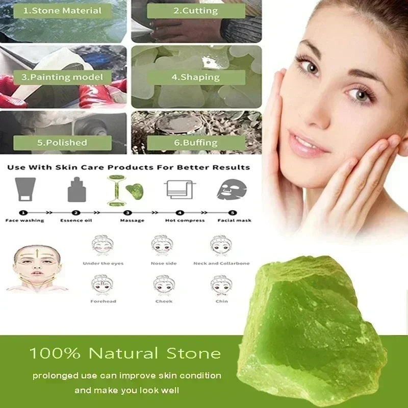 🌿 Jade Roller Massager for Face, Body, Back, Foot Massage - Facial Lifting, Anti-Wrinkle Double-End Gua Sha Jade Stone