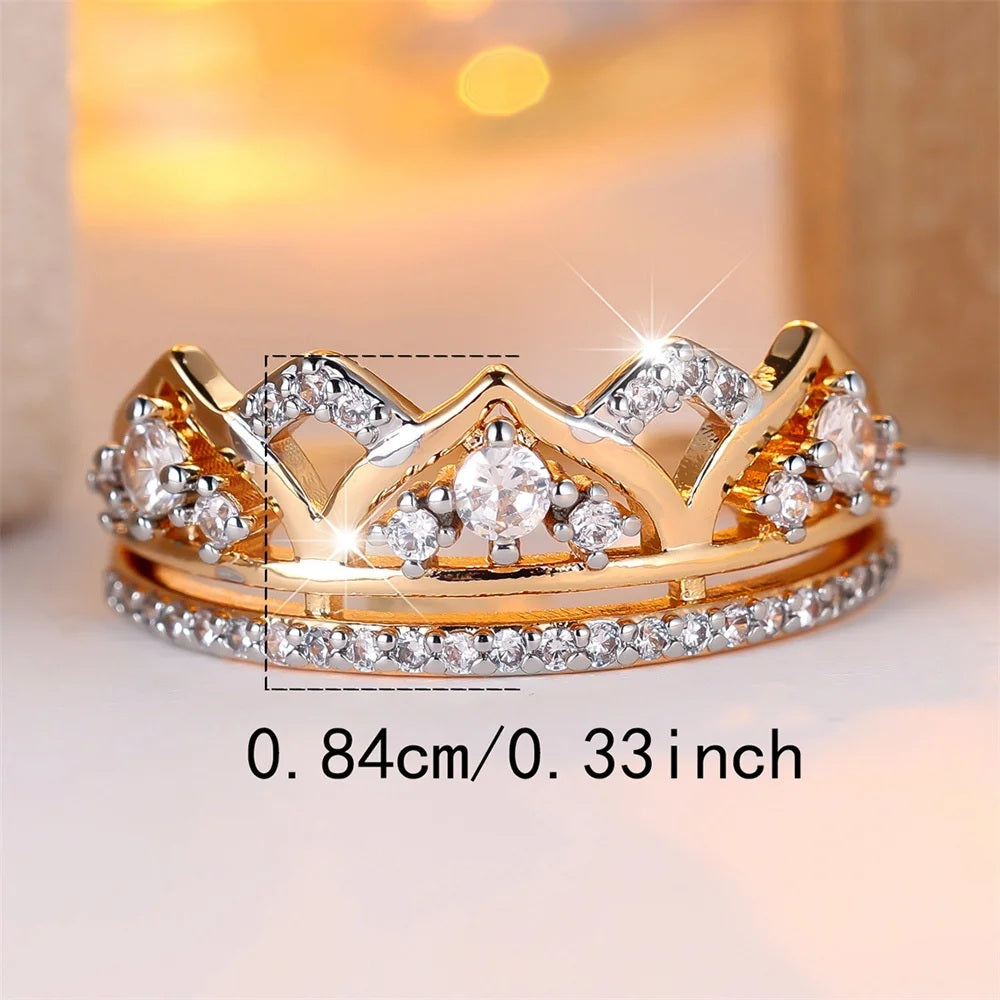 💎 White Zircon Queen Crown Ring
