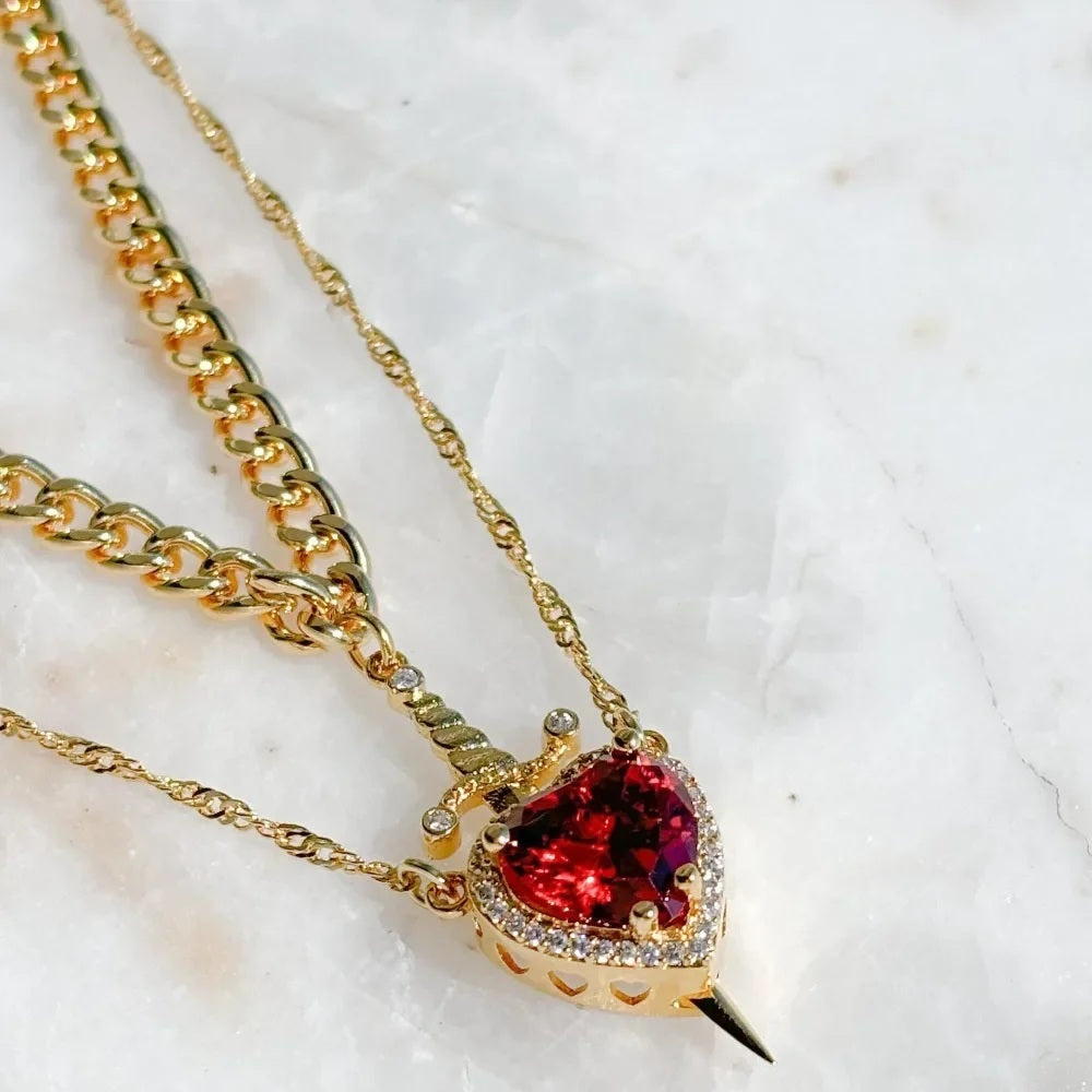 Heart and Sword Couple Necklace & Jewelry Set – Romantic Gift for Valentine’s Day