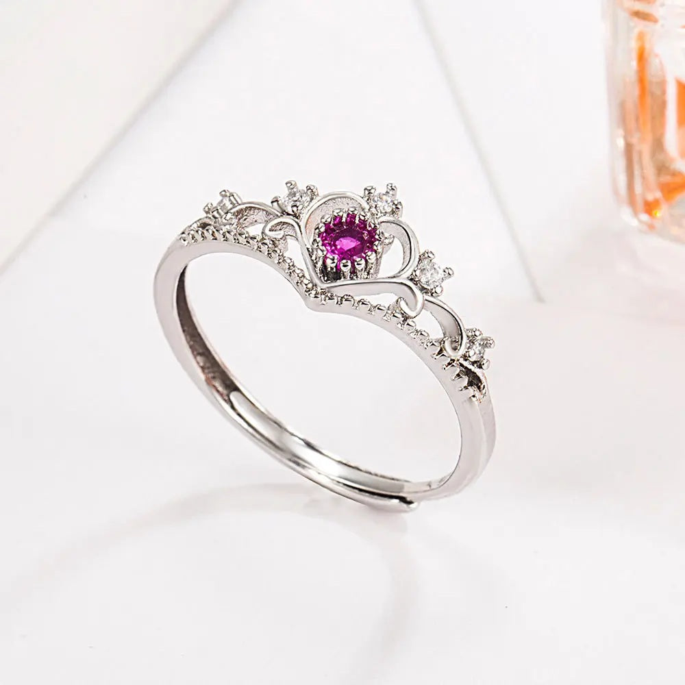 ✨ 925 Sterling Silver Crown Flower Adjustable Ring – Vintage Luxury
