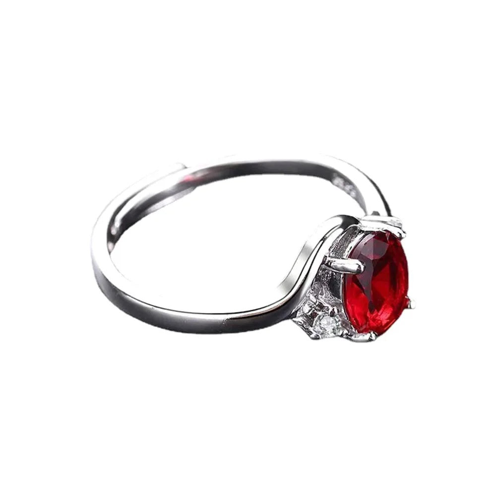 💍✨ Silver Ruby Ring – Adjustable Classic Elegance ✨❤️