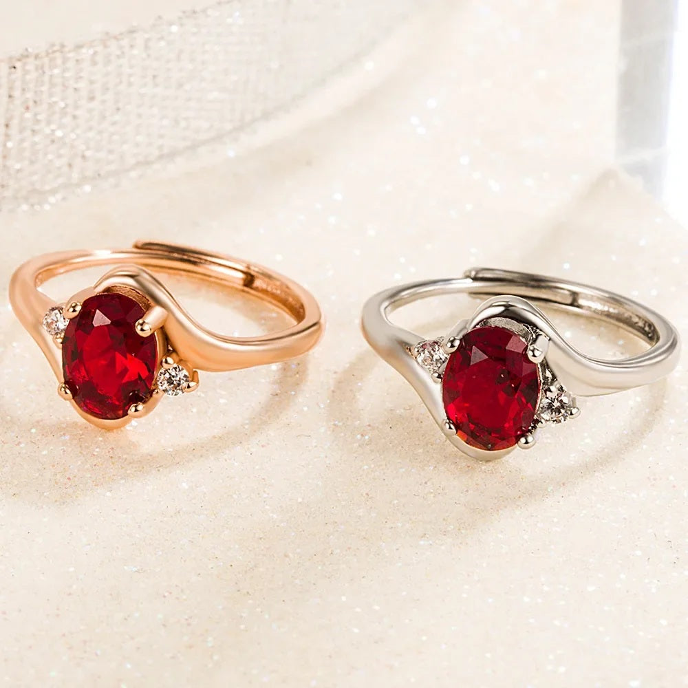 💍✨ Silver Ruby Ring – Adjustable Classic Elegance ✨❤️