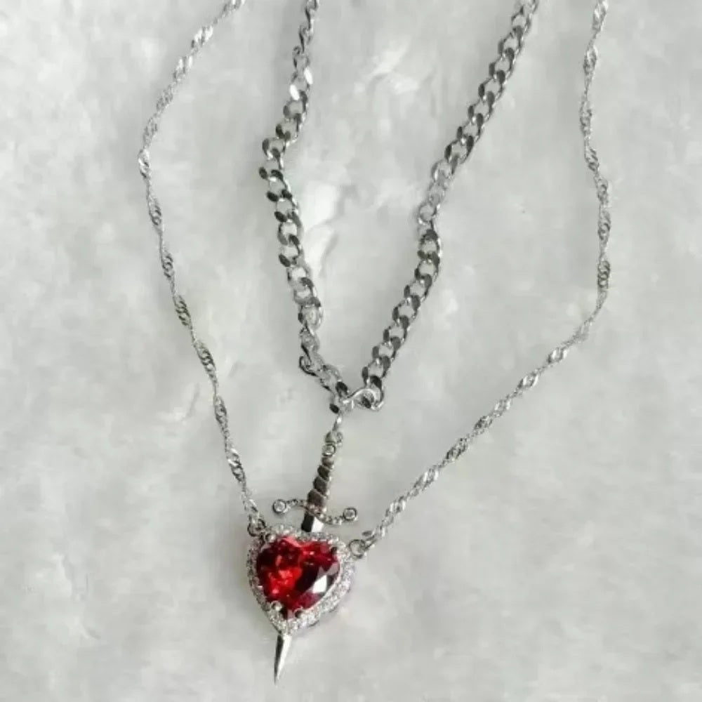Heart and Sword Couple Necklace & Jewelry Set – Romantic Gift for Valentine’s Day