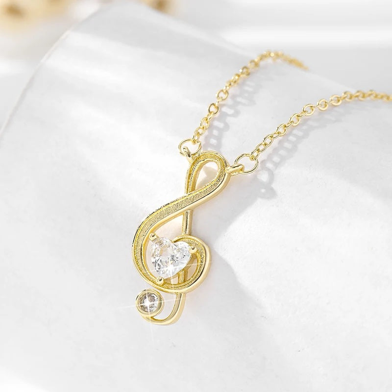 Music Note Pendant Necklace – Elegant Gift for Her