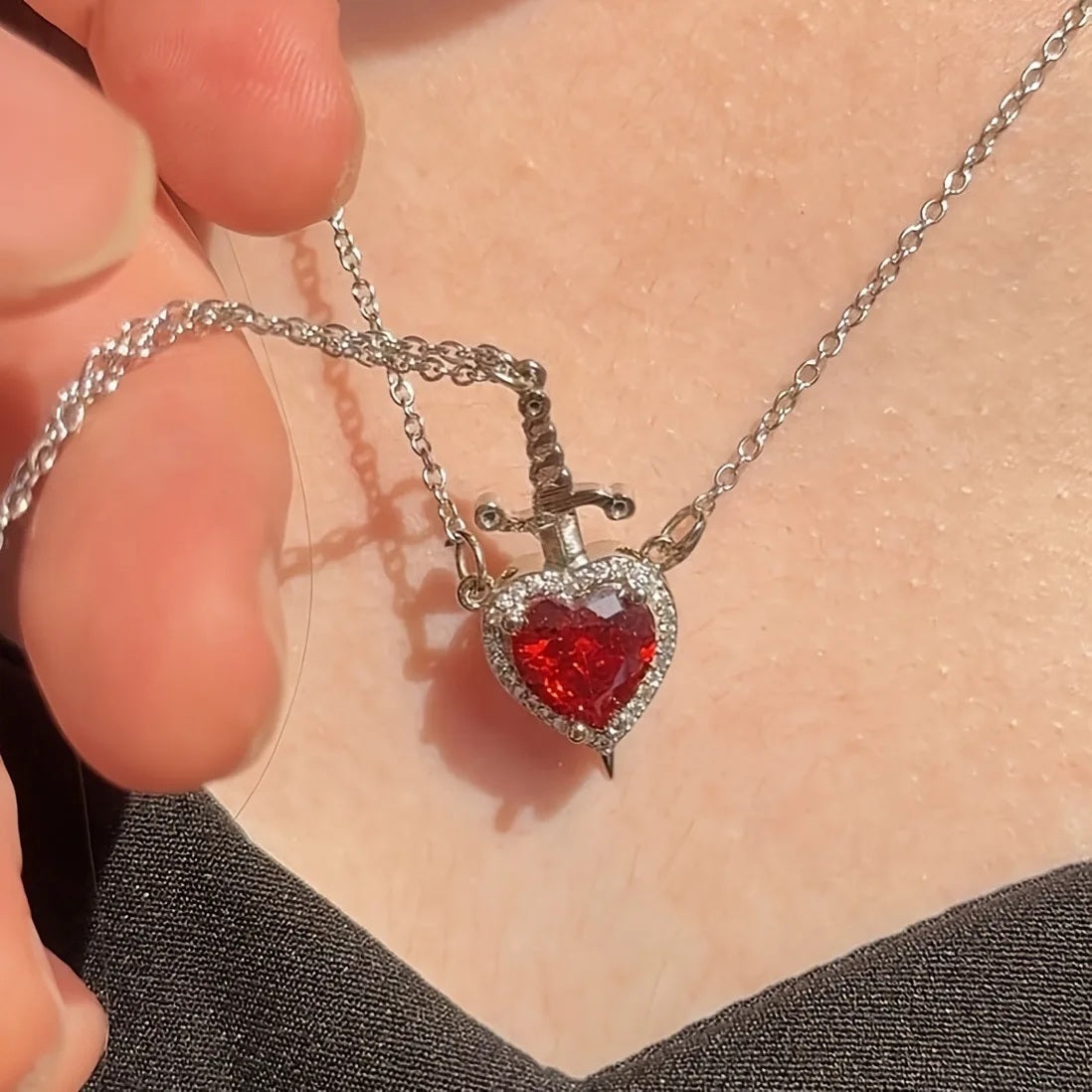 Heart and Sword Couple Necklace & Jewelry Set – Romantic Gift for Valentine’s Day