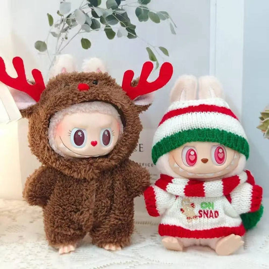 Labubu Christmas Cookie Man Sweater & Hat – Mini Doll Xmas Outfit