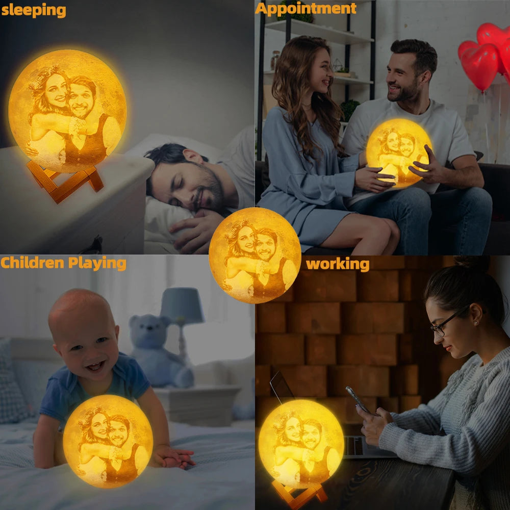 3D Printing Personalized Moon Lamp – Custom Photo & Text Lunar Night Light (USB Rechargeable)