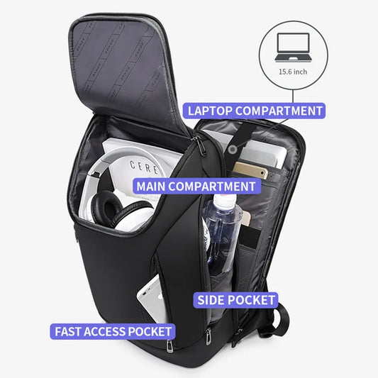 USB Charging Waterproof Laptop Backpack 17" – Travel & Business Bag for Men