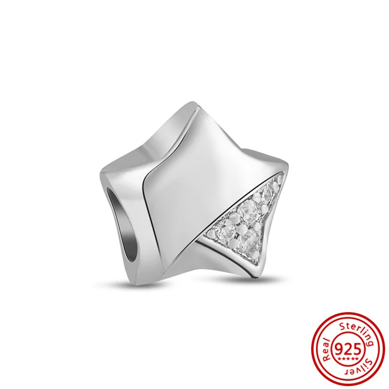 ✨ 925 Silver Sparkling Charms – ❄️ Snowflake, 🌿 Herbarium, 😇 Angel Wings & ❤️ Heart | Pandora-Style Bracelet Compatible