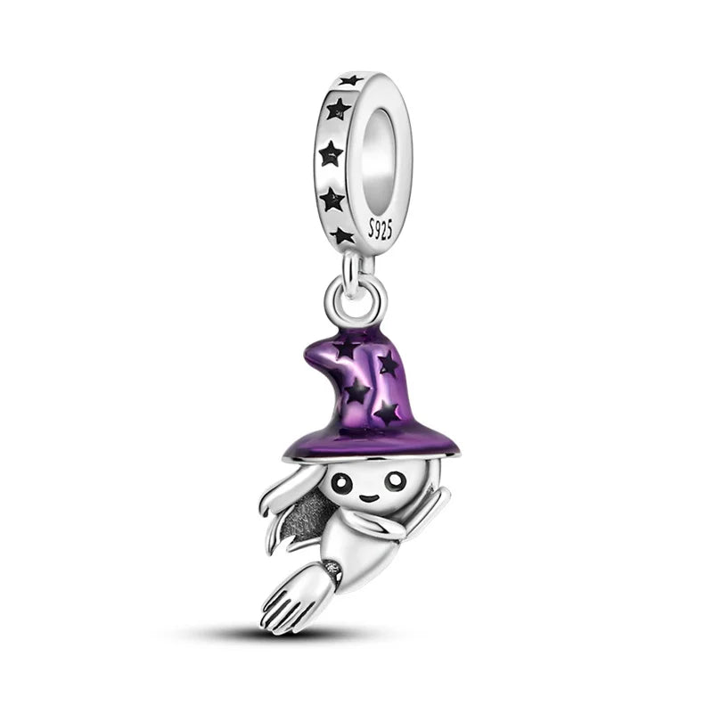 ✨ 925 Sterling Silver Halloween Charms – 🧙‍♀️ Witch, 💀 Skeleton, 👻 Ghost & 🎃 Pumpkin | Pandora-Style Bracelet Compatible