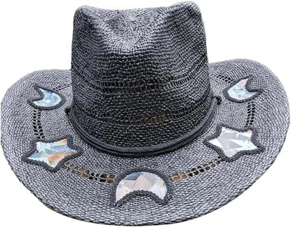 Prism Cowgirl Hat – UPF 50+ Sun Protection with Hand-Strung Prism Charms | Festival & Everyday Glam