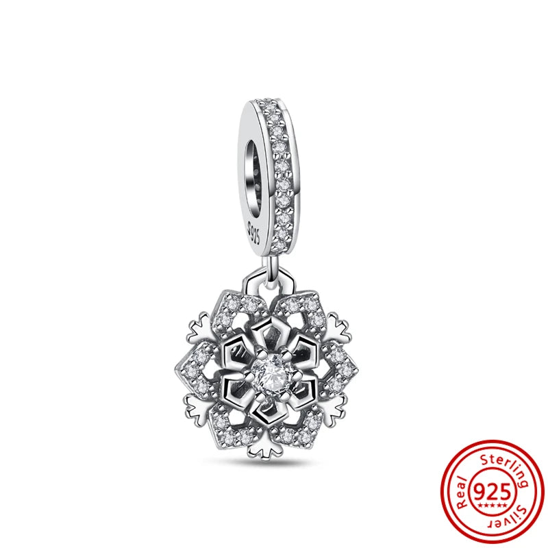 ✨ Winter Charms – ❄️ Snowflake, ⛄ Snowman, 🏠 Snowy House & 🎩 Hat | Pandora-Style Bracelet Compatible