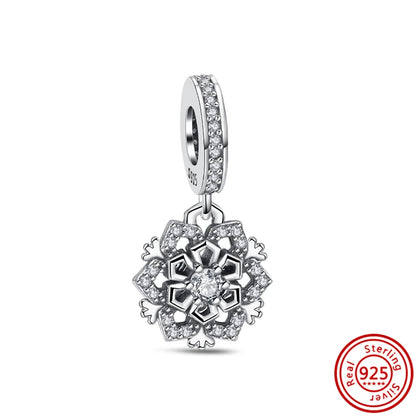 ✨ Winter Charms – ❄️ Snowflake, ⛄ Snowman, 🏠 Snowy House & 🎩 Hat | Pandora-Style Bracelet Compatible
