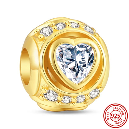 ✨ 925 Silver Gold-Plated Charms – ✨ Sparkling Dangle Beads | Pandora-Style Bracelet Compatible