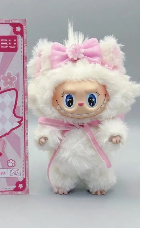 2025 Kawaii Cat Onesie – Labubu Doll Clothes for 17cm V1 V3 Vinyl Figures