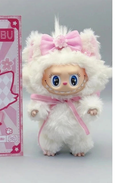 2025 Kawaii Cat Onesie – Labubu Doll Clothes for 17cm V1 V3 Vinyl Figures