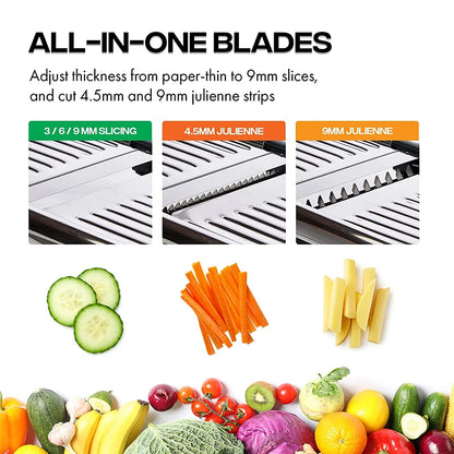 🥕 Adjustable Mandoline Slicer – Stainless Steel Vegetable Cutter & Chopper