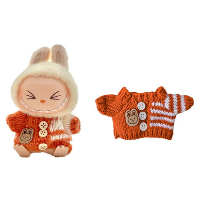 1Set Doll Clothes for 17cm Labubu Cotton Dolls – Sweater, Hat & Scarf Accessories