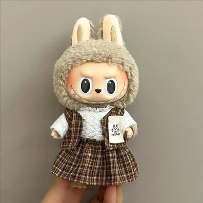 Labubu Velcro Dress Set – Cute Casual Skirt Outfit for 17cm Dolls