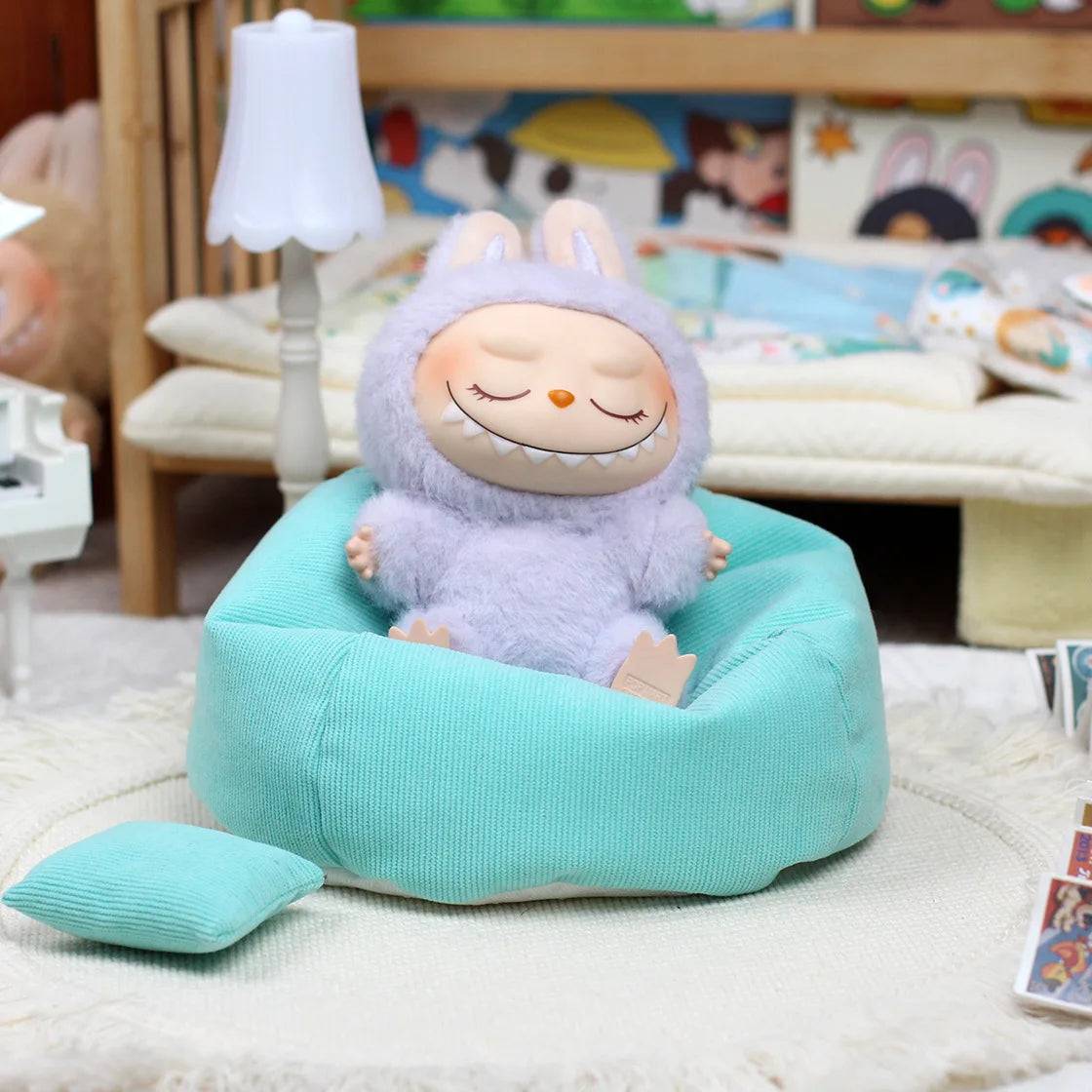Mini Sofa Bed for Labubu Doll – Cute V1/V2/V3 Plush Accessory & Gift