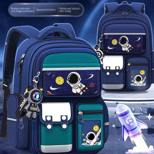 Astronaut Cartoon Backpack for Grades 3-6 – Large Capacity Waterproof School Bag for Kids