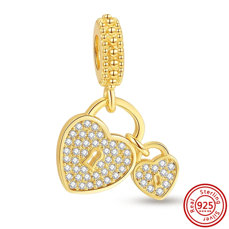 ✨ 925 Silver Gold-Plated Charms – ✨ Sparkling Dangle Beads | Pandora-Style Bracelet Compatible