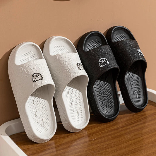 Summer Fashion Bear Print Slippers – Unisex Non-Slip Indoor Bathroom Sandals