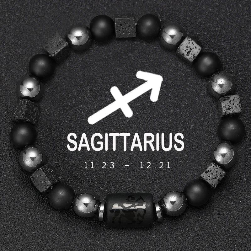 ✨ 12 Zodiac Natural Stone Bracelet – Cancer, Virgo, Leo, Libra – Unisex Couple & Friendship Jewelry Gift