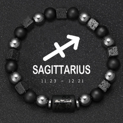 ✨ 12 Zodiac Natural Stone Bracelet – Cancer, Virgo, Leo, Libra – Unisex Couple & Friendship Jewelry Gift