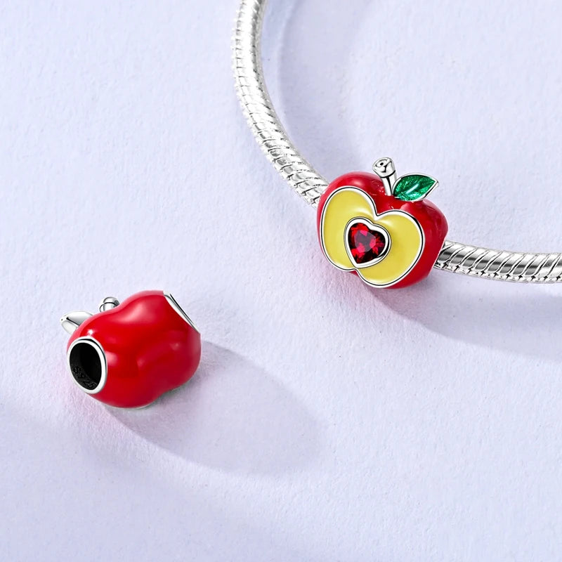 ✨ 925 Silver Cute Charms – 🐾 Cat Paw, 🎀 Bow, 🍎 Apple & ❤️ Heart | Pandora-Style Bracelet Compatible