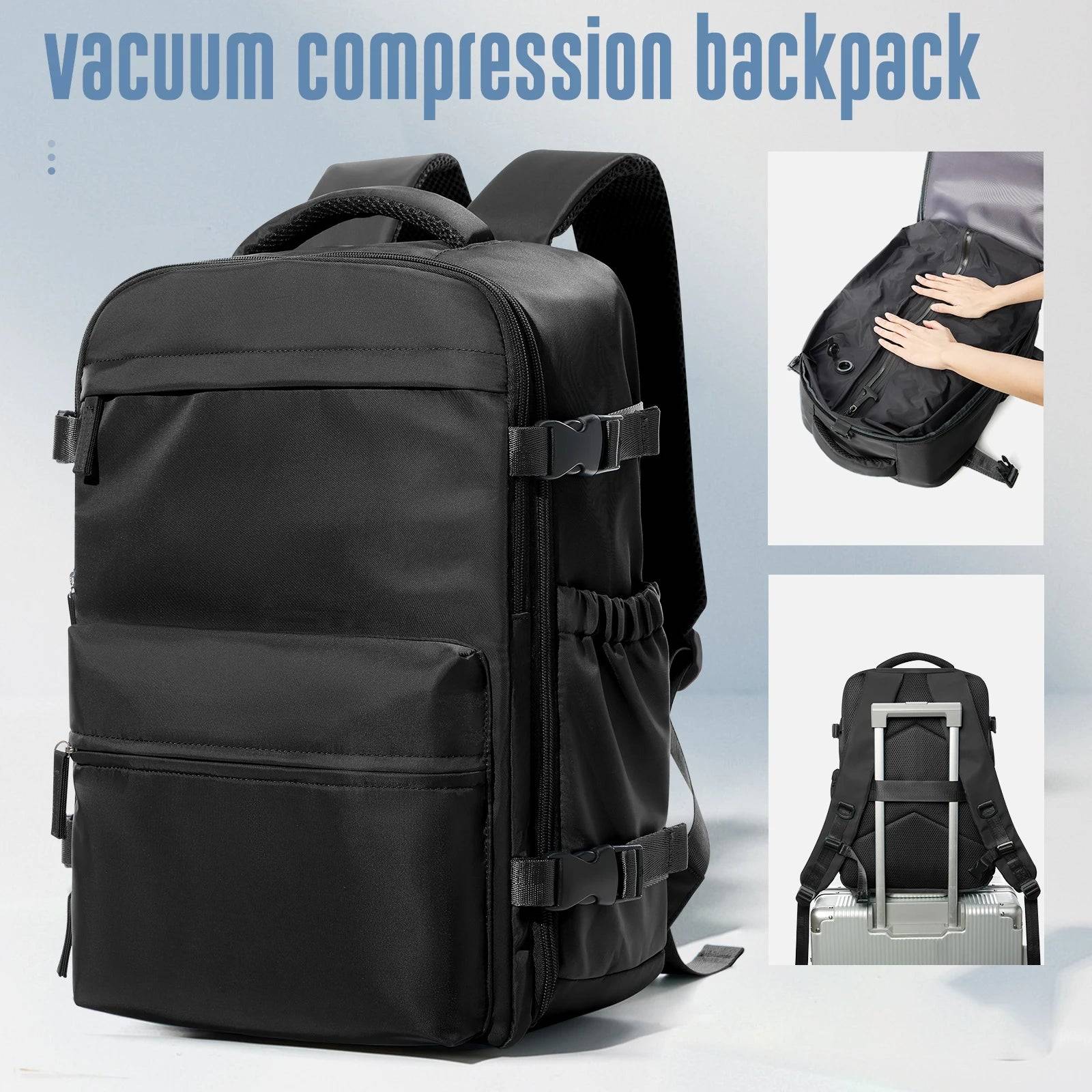 Vacuum Backpack Travel Bag – Large Capacity Expandable Business & School Laptop Backpack for Men & Wome